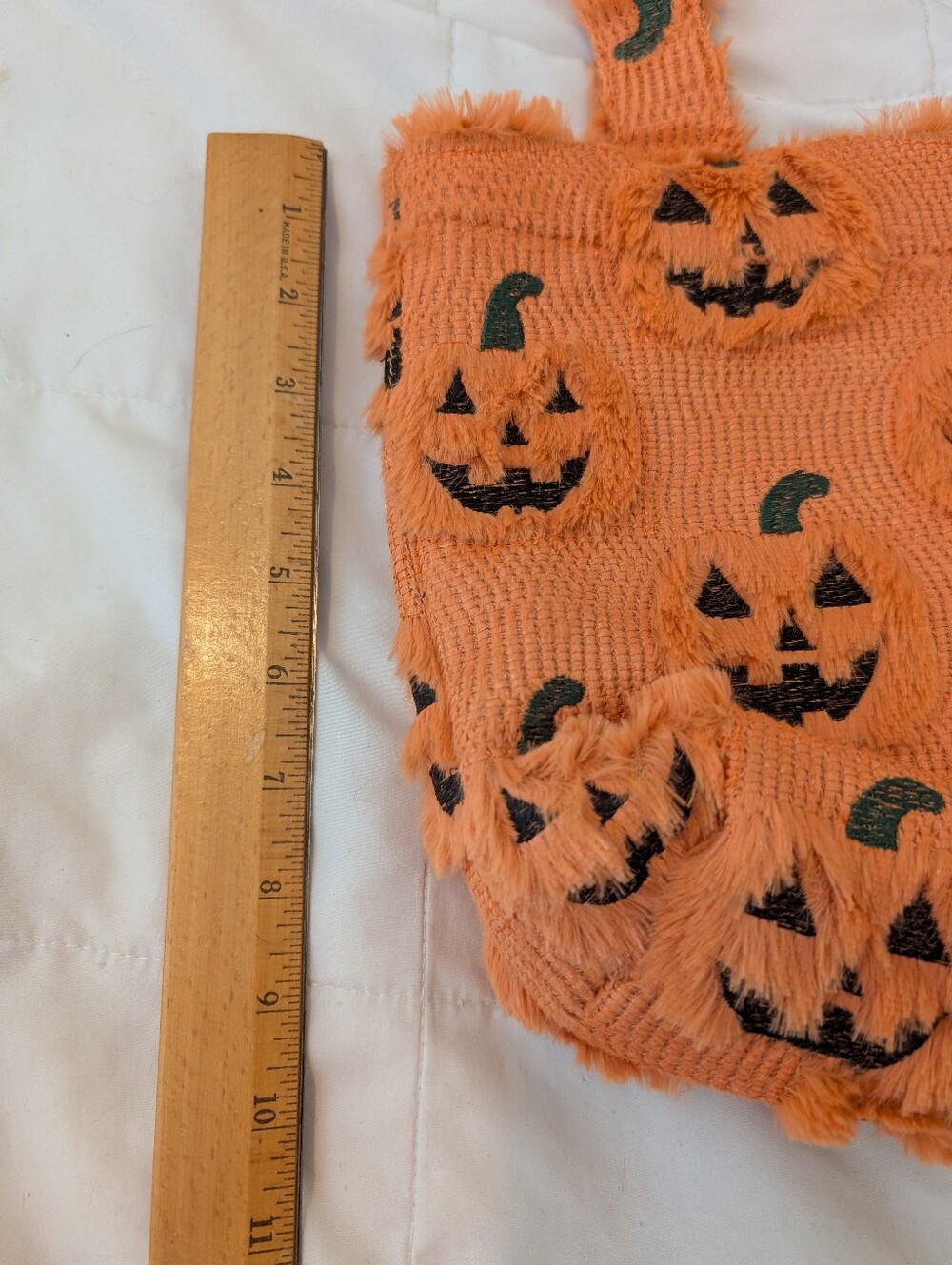 World Market Fuzzy Jack O Lantern Pumpkin Tote Bag - Picture 3 of 5